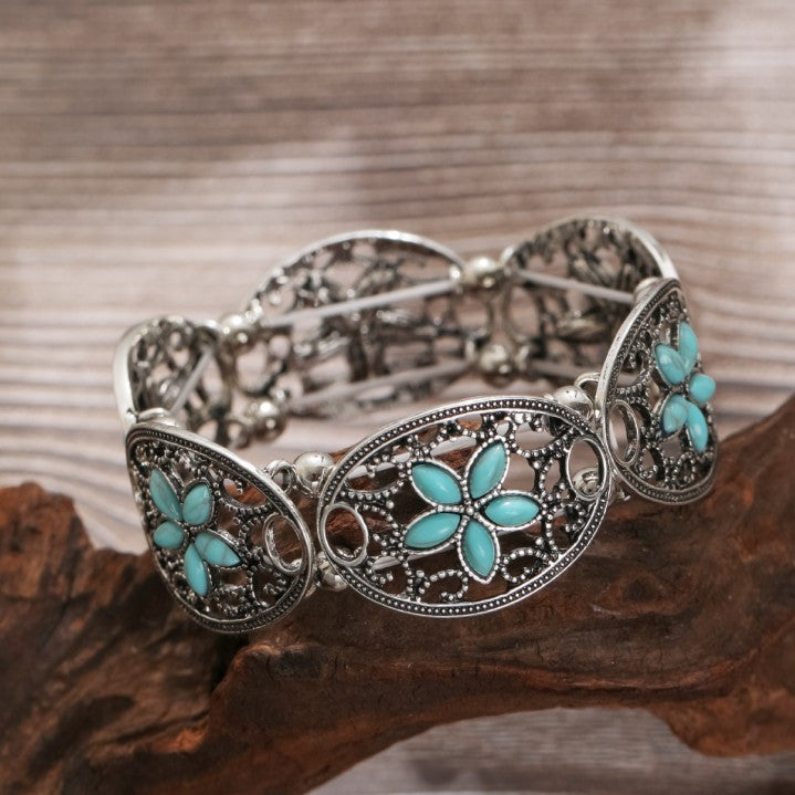 Wholesale Vintage Alloy Turquoise Stretch Bracelet Bohemian Bracelet